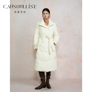 高斯雪岚高斯雪岚25冬新翻领系带收腰羽绒服女中长款外套25417558