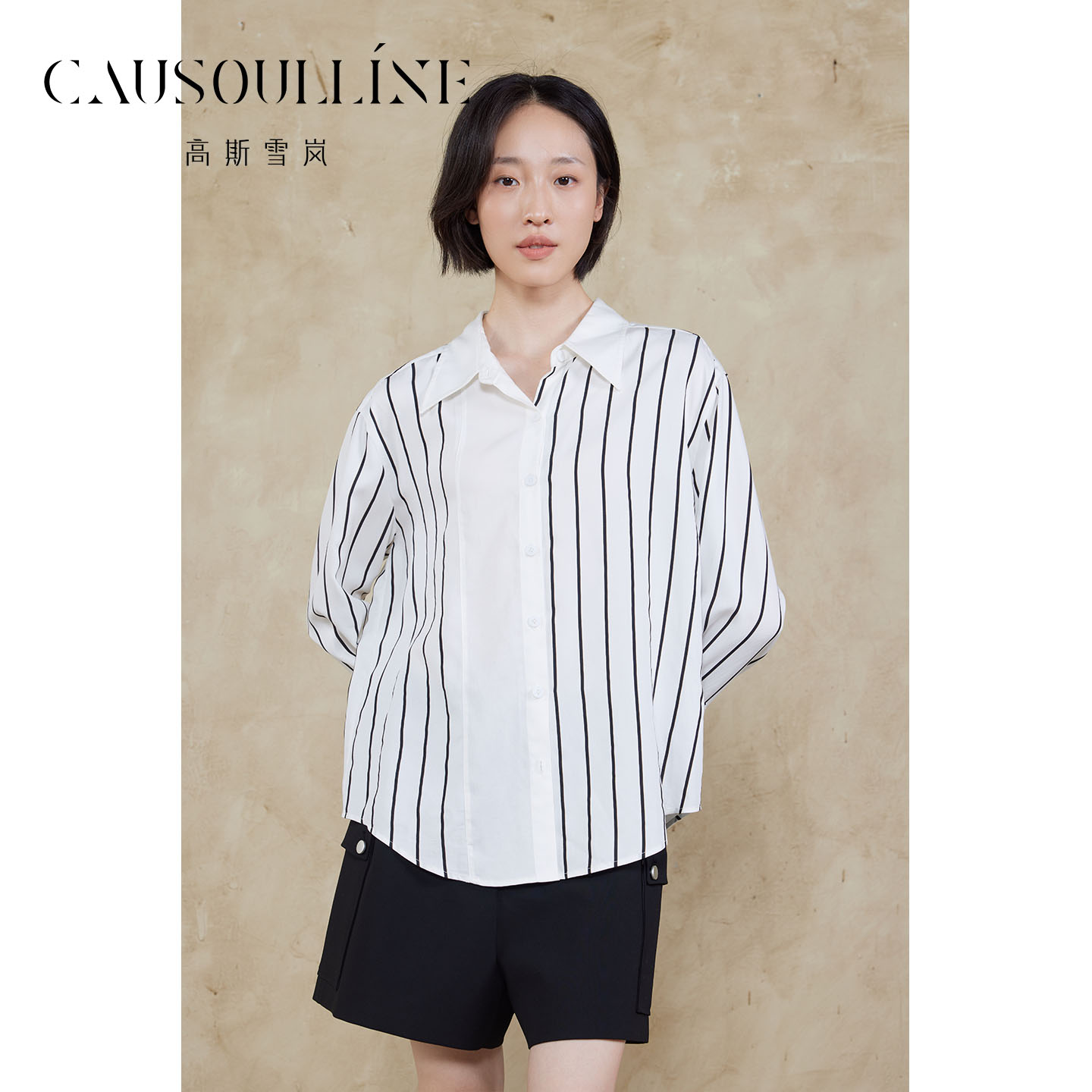 复古条纹衬衫宽松慵懒风上衣