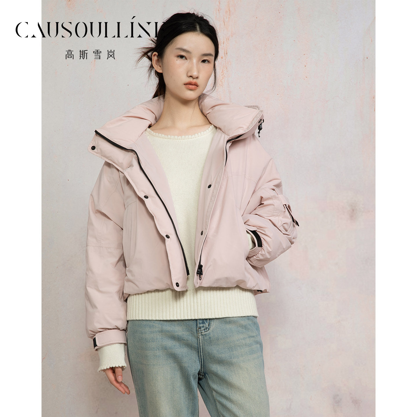 韩版简约连帽鹅绒羽绒服外套