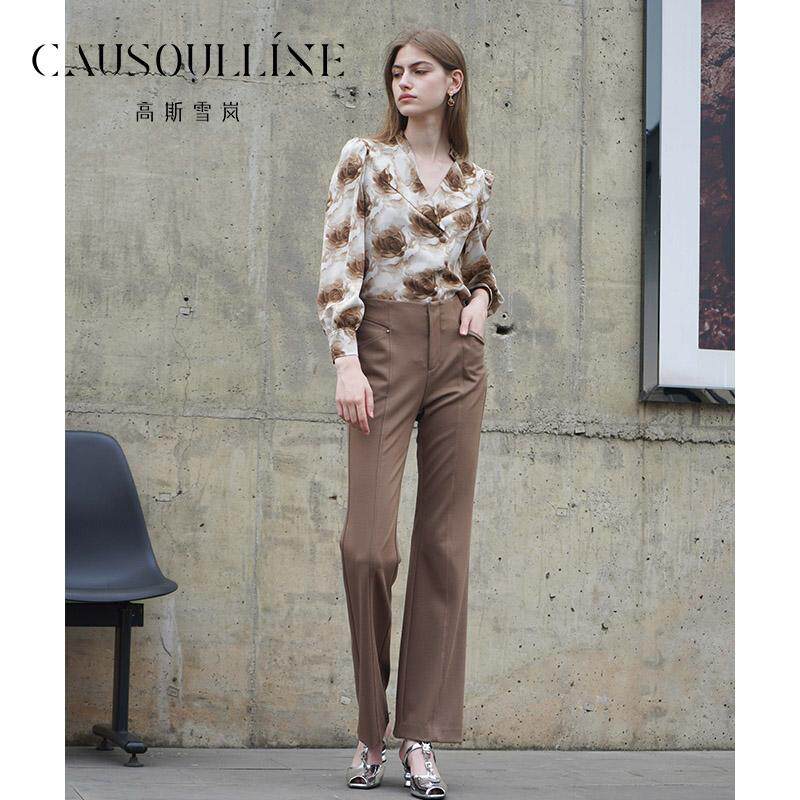 高斯雪岚港风印花衬衫气质