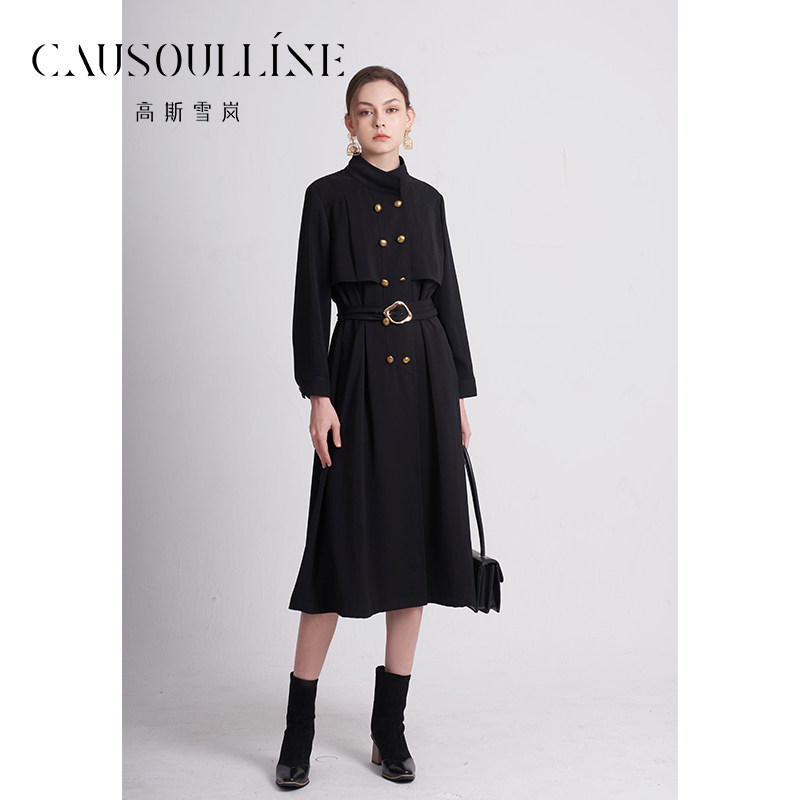 高斯雪岚英伦风连衣裙复古气质衬衫风衣式a裙商场同款 焕新