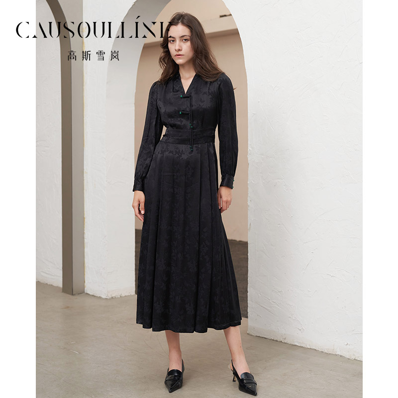 高斯雪岚复古国风新中式连衣裙