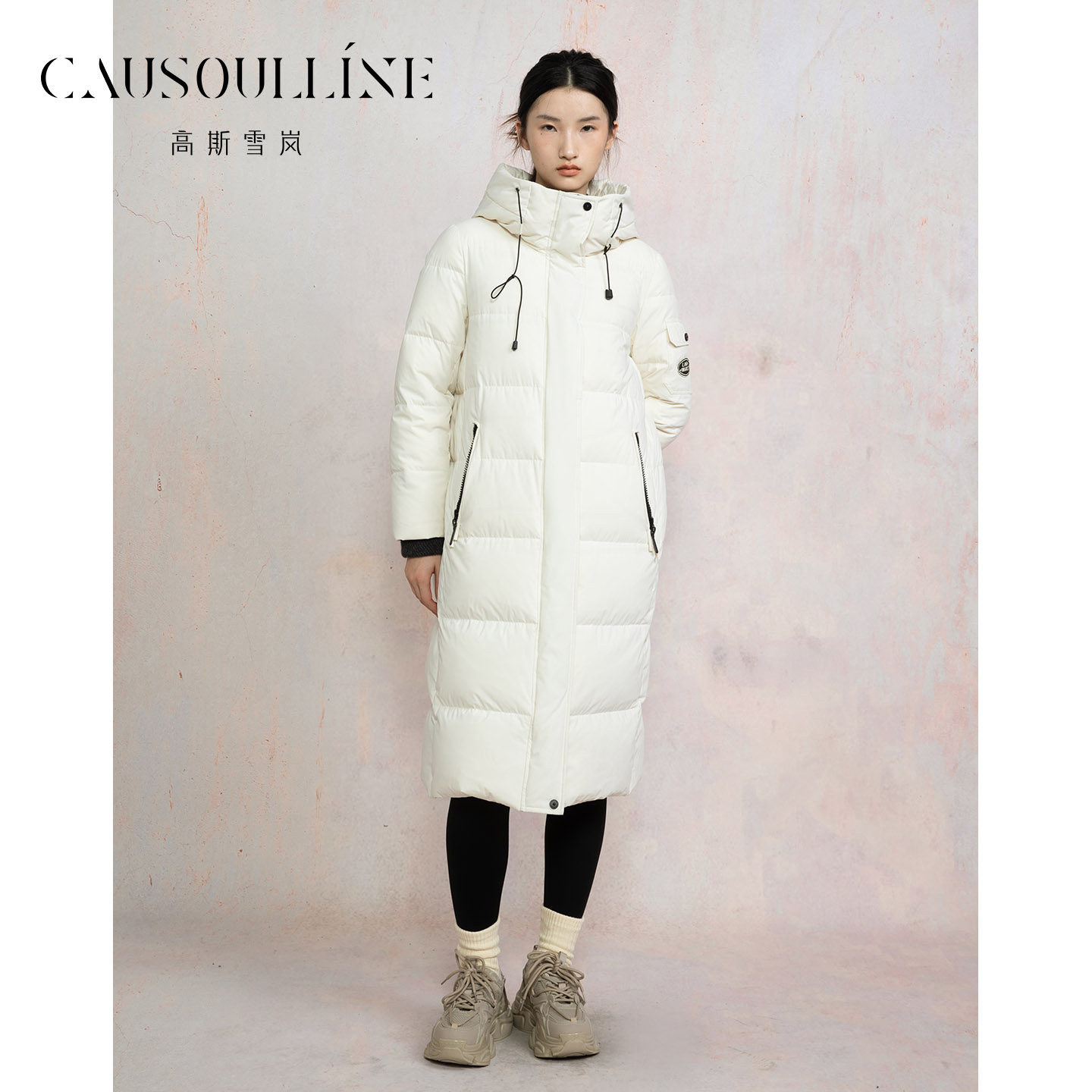 长款连帽羽绒服女保暖茧型外套