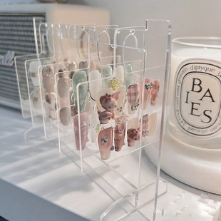 韩式美甲小挂钩展示板亚克力美甲作品穿戴甲打版作品展架网红道具