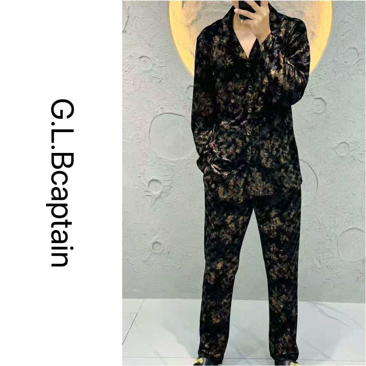 【1927】空气棉立体印花秋冬家居服睡衣薄棉套装男士休闲保暖