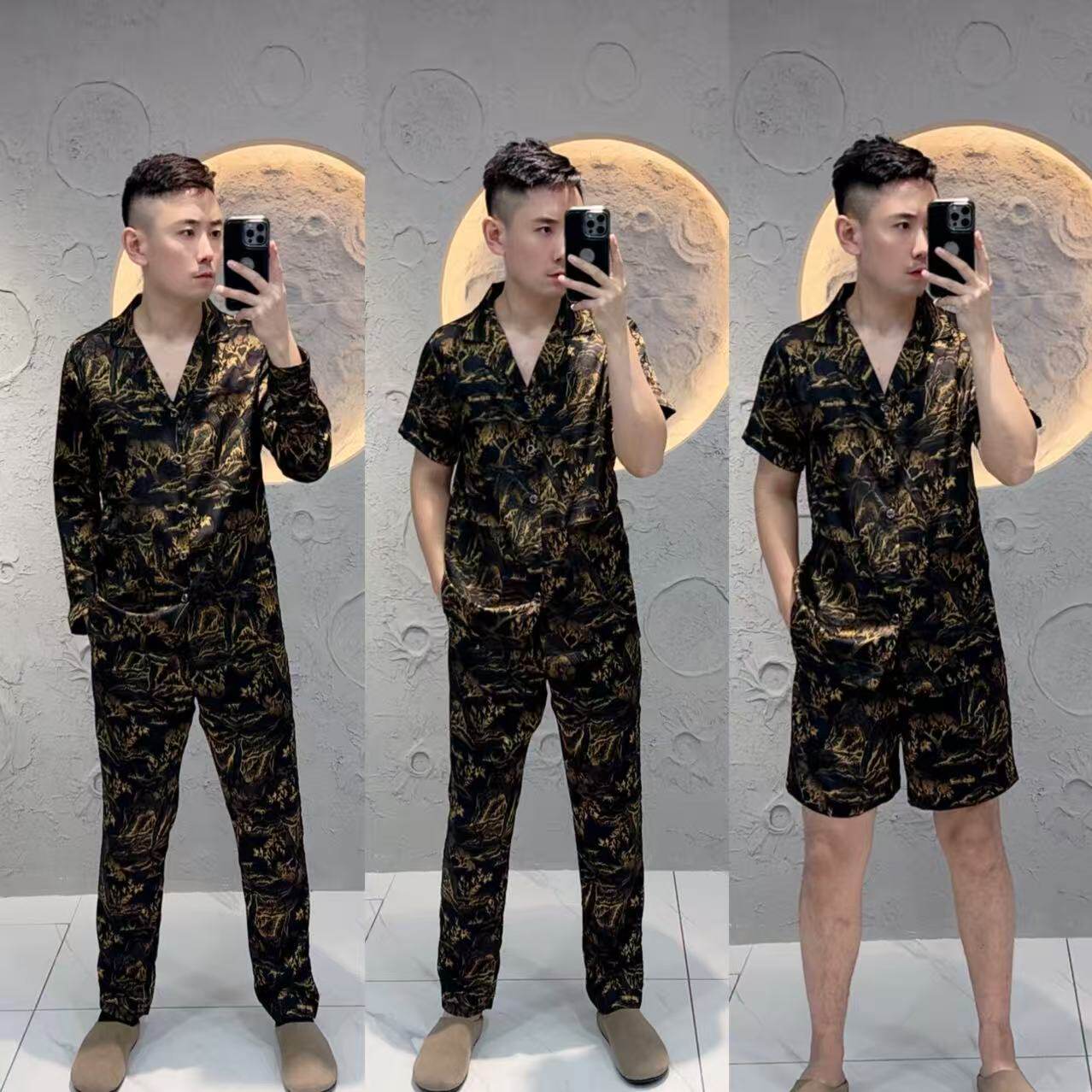 【2018】春夏款丝质休闲柔软可外穿舒适睡衣家居服男士