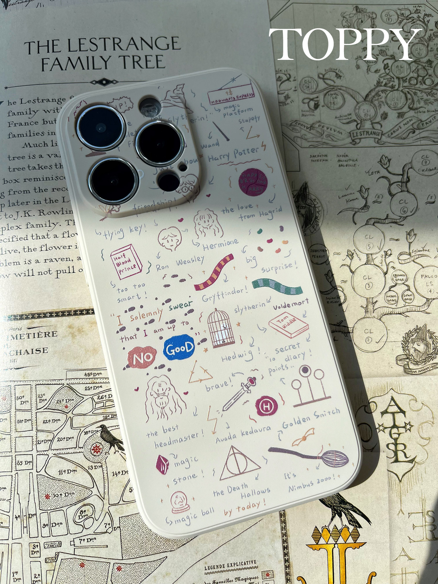 toppy原创新款哈利波特小元素创意手绘图案适用于iphone/安卓型号硅胶
