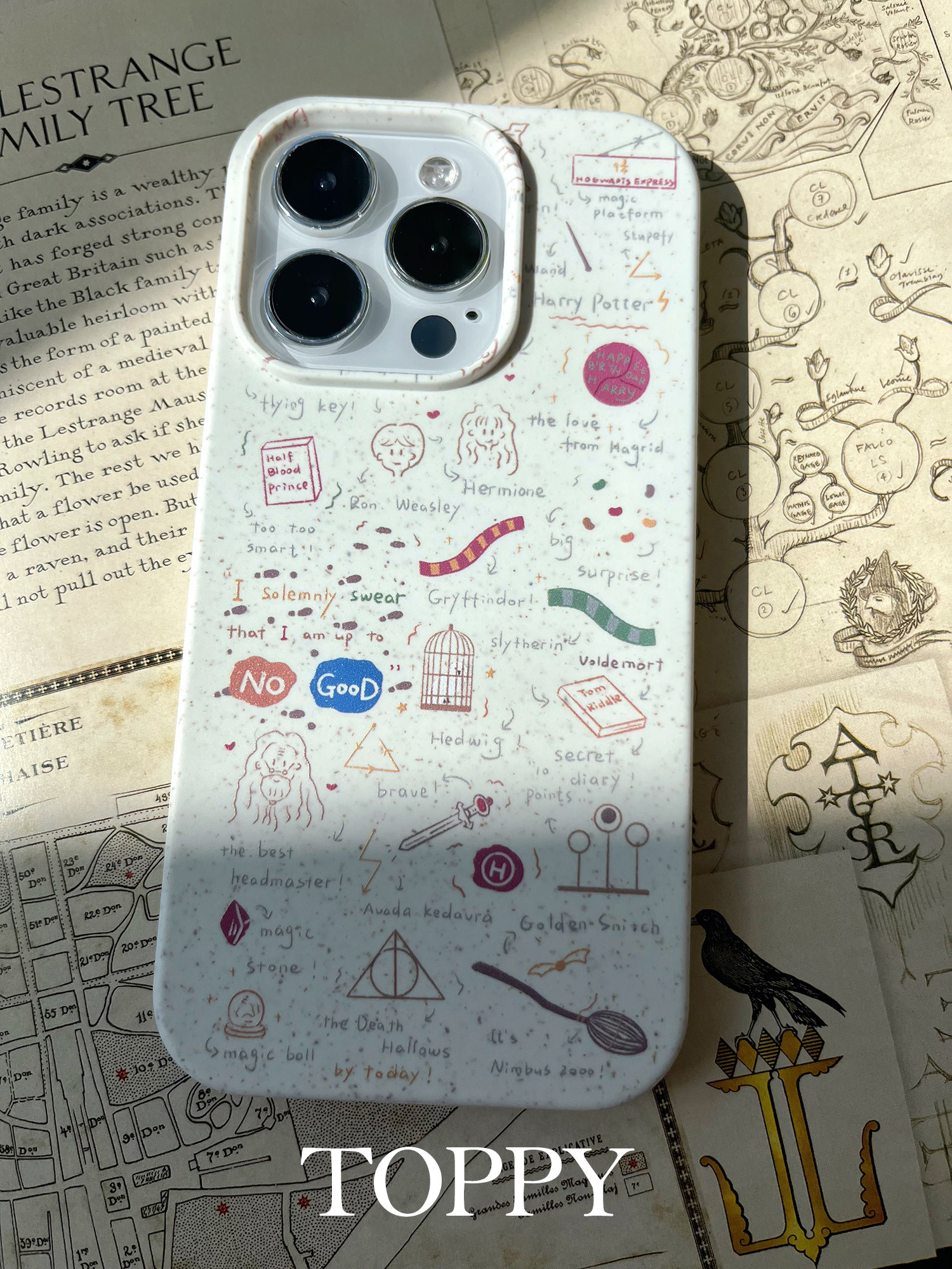 toppy原创新款哈利波特小元素创意图案环保降解苹果14promax13pro手机
