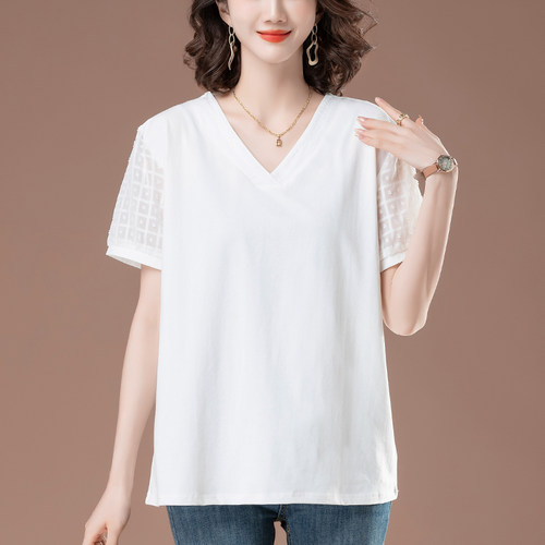 常规休闲百搭短袖v领遮肚