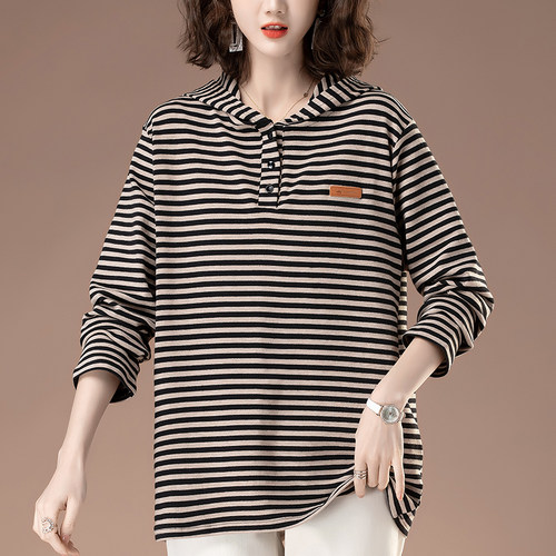 凯诗帕长袖休闲百搭条纹