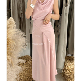 纯欲风腰部扭结剪裁收腰线顺滑亲肤显瘦连衣裙女气质长裙2560Q