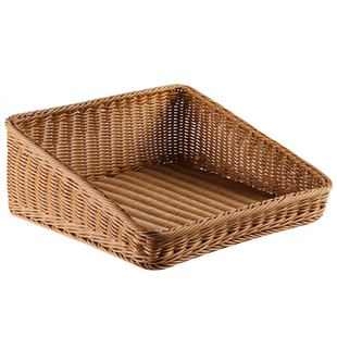 Kens仿藤编桌面收纳筐书房书报杂志整理篮超市梯形展示篮面包筐