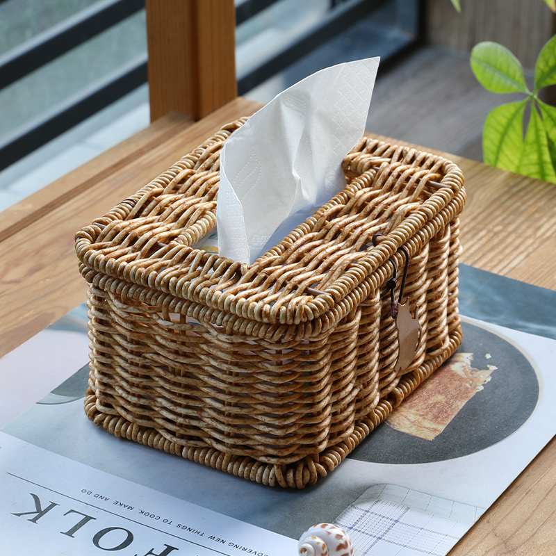 kens抽纸盒家用客厅茶几藤编创意