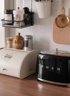 北欧风白色铁皮带盖零食茶具和茶的收纳盒厨房烘焙收纳翻盖置物箱