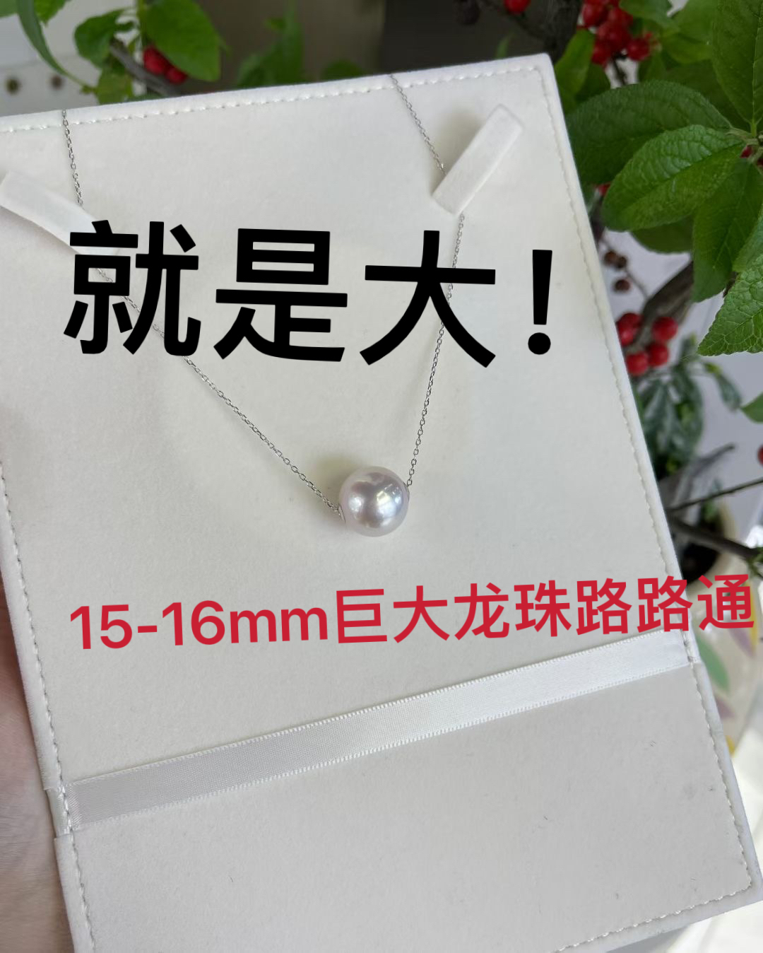 天然淡水珍珠15-16mm路路通项链正圆纯银配件日常百搭裸珠大吊坠