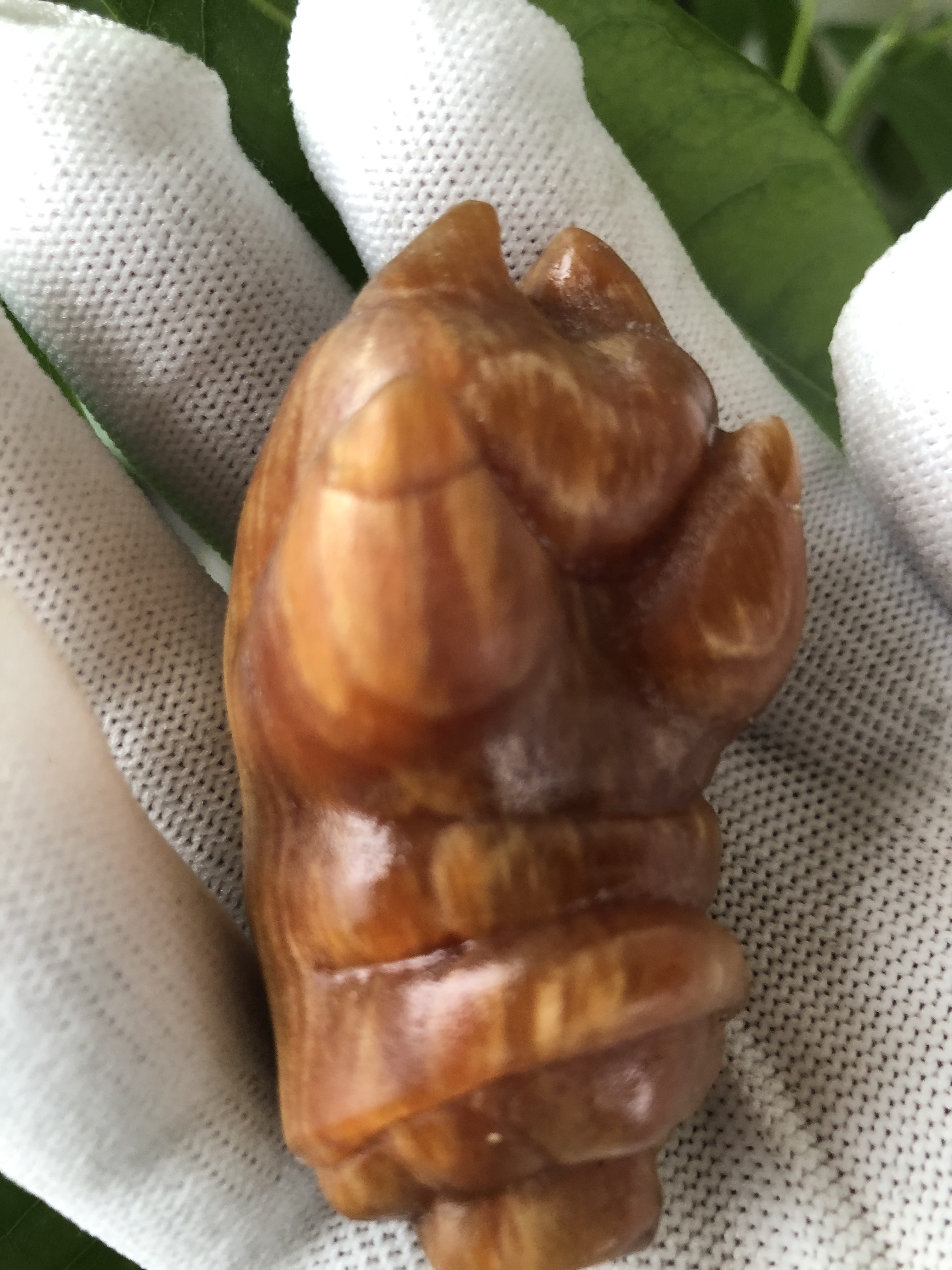 猪蹄手把件琥珀木猪蹄手把件