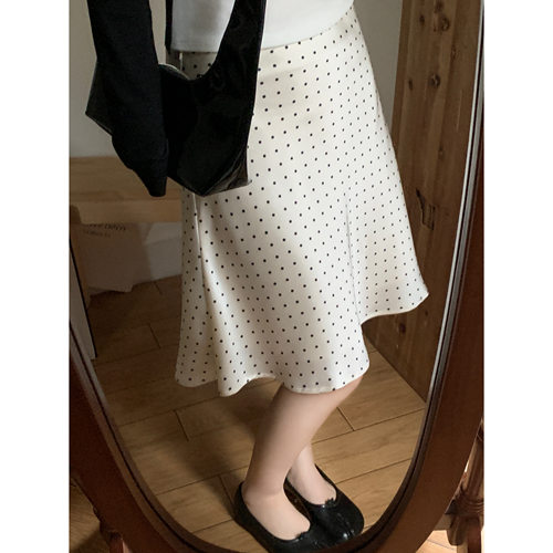 miu系~波点小A气质半裙女鱼尾裙包臀裙法式半身裙中长裙子