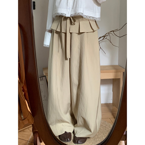 秋季新款七分袖衬衫女士韩系通勤高级感+荷叶边阔腿裤