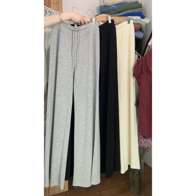 自留款！黑色超显瘦神裤抽绳垂感阔腿裤女裤子春小个子长裤休闲裤