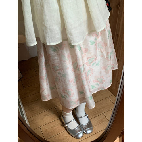 花盏仲夏夜松紧腰中裙半身裙