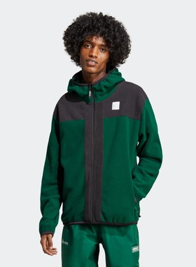 adidas阿迪达斯舒适摇粒绒运动连帽夹克外套男装三叶草IC2340