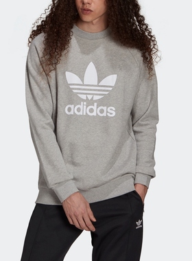 阿迪达斯官方三叶草男装居家运动长袖卫衣套头衫H06650 HK5294