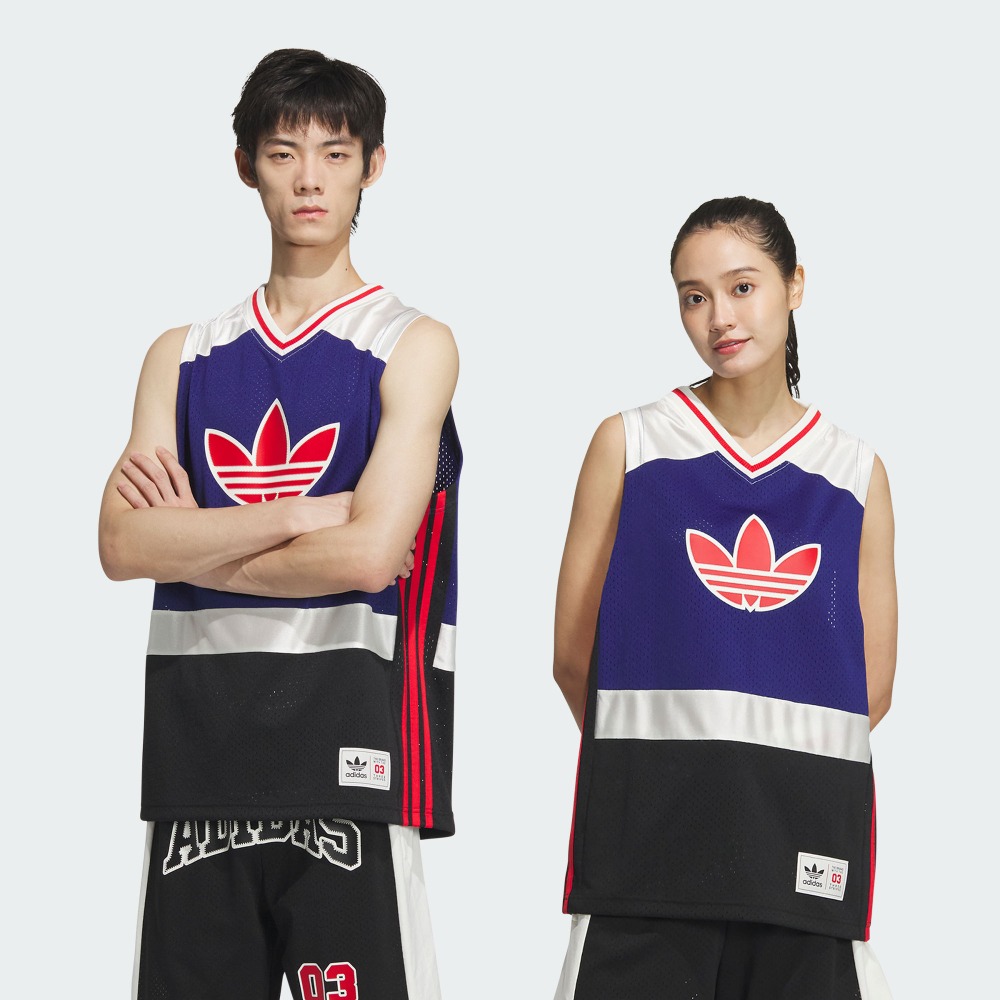 adidas阿迪达斯经典运动V领背心男女春夏新款三叶草JD6400
