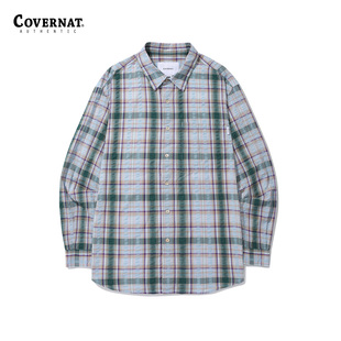 covernat韩国潮牌多种颜色纯棉时尚透气格子衬衫2024春夏新品