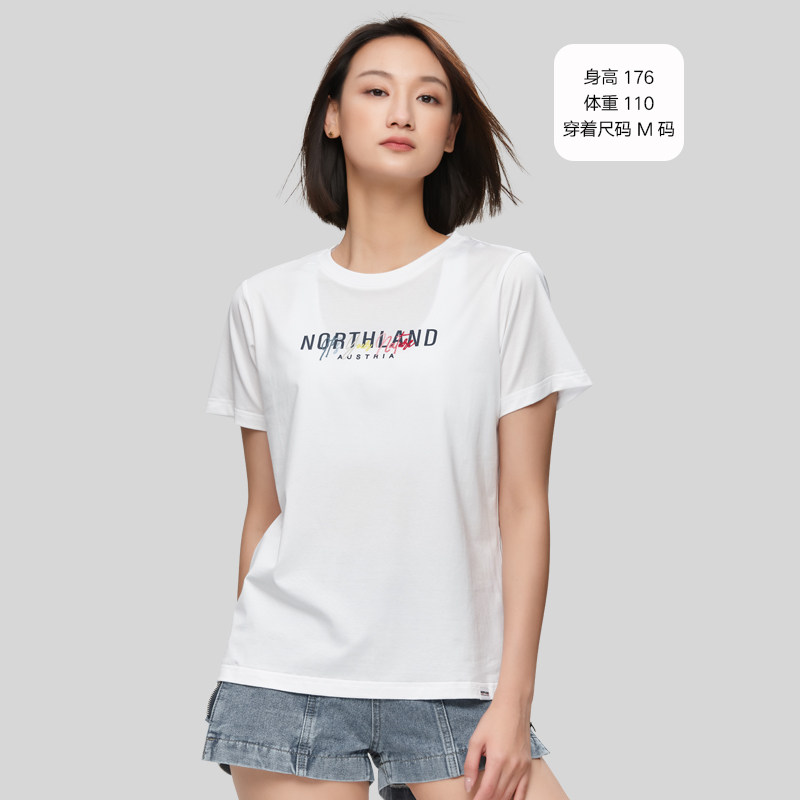 诺诗兰女式短袖t恤春夏新款户外运动休闲简约打底衫ntsct2328s