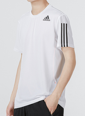 阿迪达斯短袖男装2023夏季新款运动服白色半袖速干健身T恤H16877
