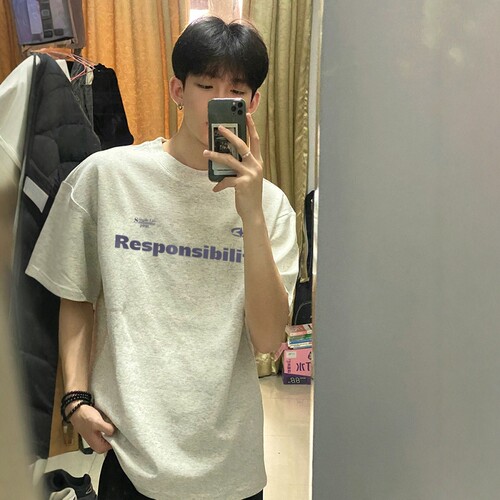 宽松潮牌小领口休闲运动上衣半袖