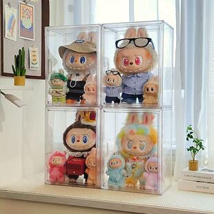 盲盒公仔布布展示柜泡泡玛特展示盒亚克力大娃前方高能rock收纳盒