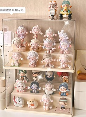 盲盒收纳展示架亚克力透明手办摆件展示柜适用于泡泡玛特展示盒子