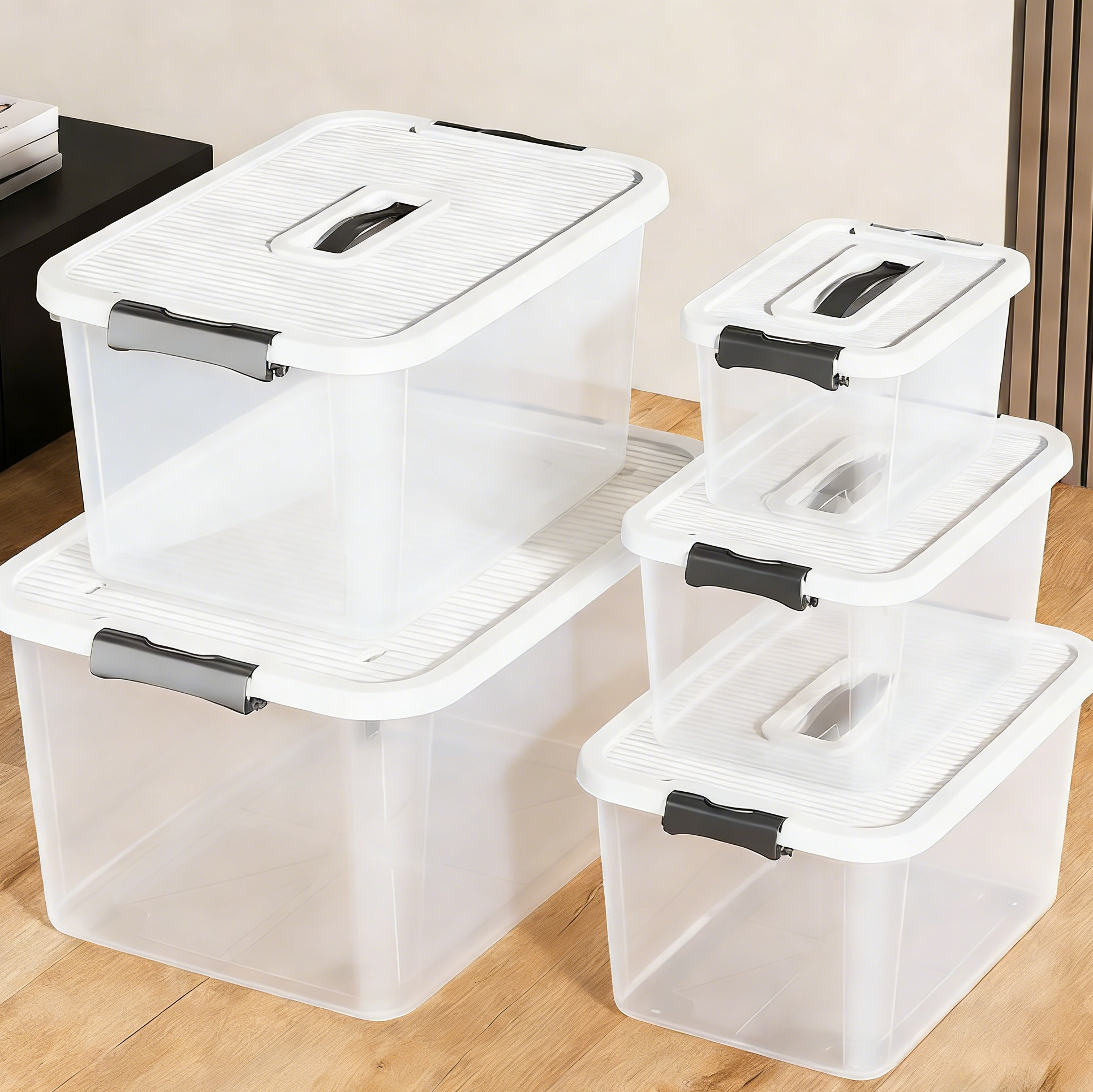 透明塑料收纳箱带盖大容量衣物整理箱家用储物箱衣柜整理盒,收纳整理,收纳箱,淘宝优惠券,粉丝福利购,淘宝优惠卷