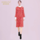 黛薇璐媤粗花呢外套大衣配针织毛衣女2026春新款 气质显瘦2件套红