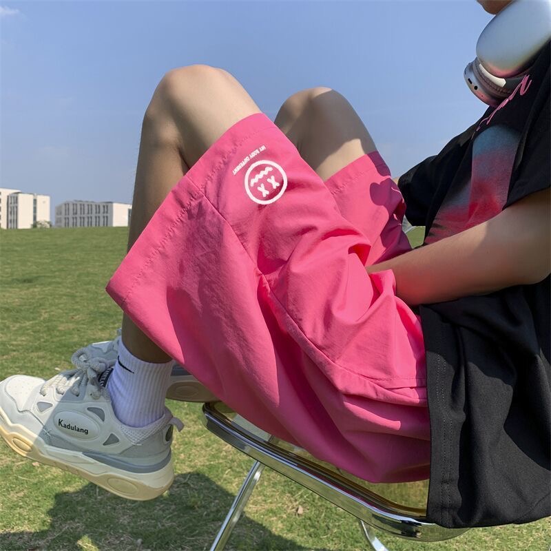户外速干宽松短裤女夏季美式梭织运动多巴胺沙滩裤透气防晒中裤潮