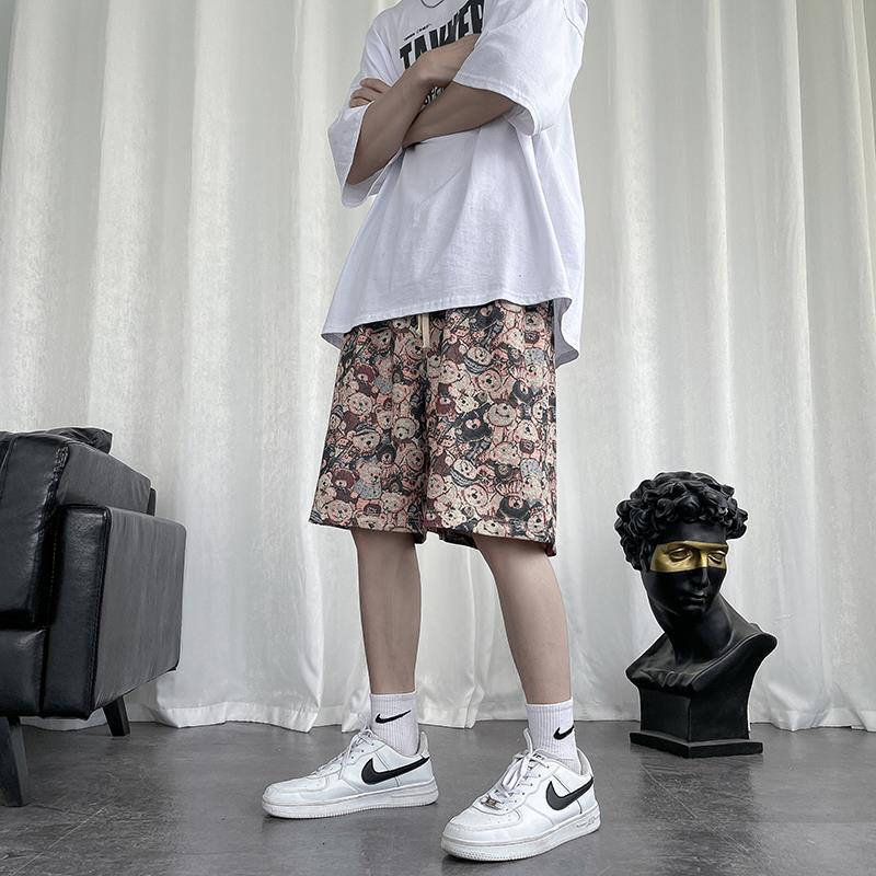 印花短裤男休闲宽松五分裤运动大裤衩2025新款夏季薄款中裤子帅气