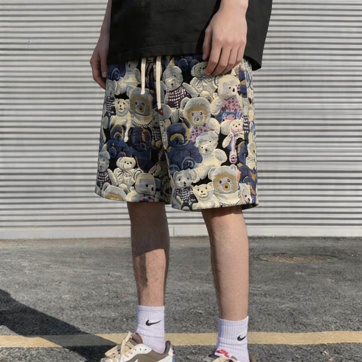 凉感冰丝短裤男女夏季薄款5分夏威夷沙滩裤速干宽松大码五分裤子