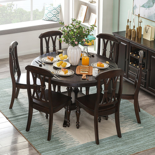 全实木圆餐桌萨洛美圆形美式