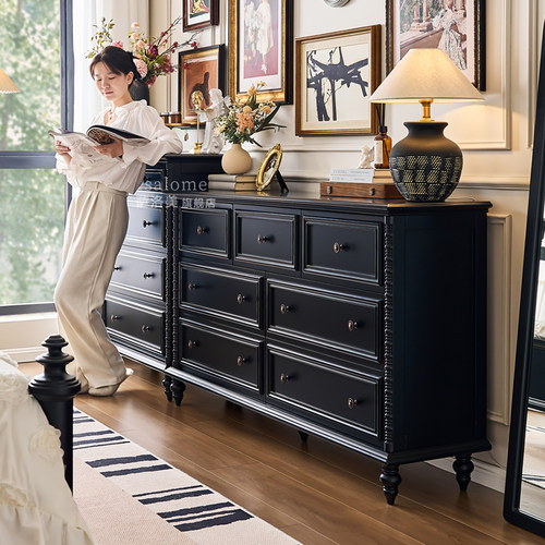 萨洛美美式全实木多抽屉储物斗柜