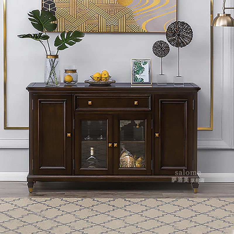 美式轻奢全实木餐边柜胡桃色轻奢现代简约复古白蜡木厨房备餐碗柜,住宅家具,餐边柜,淘宝优惠券,粉丝福利购,淘宝优惠卷