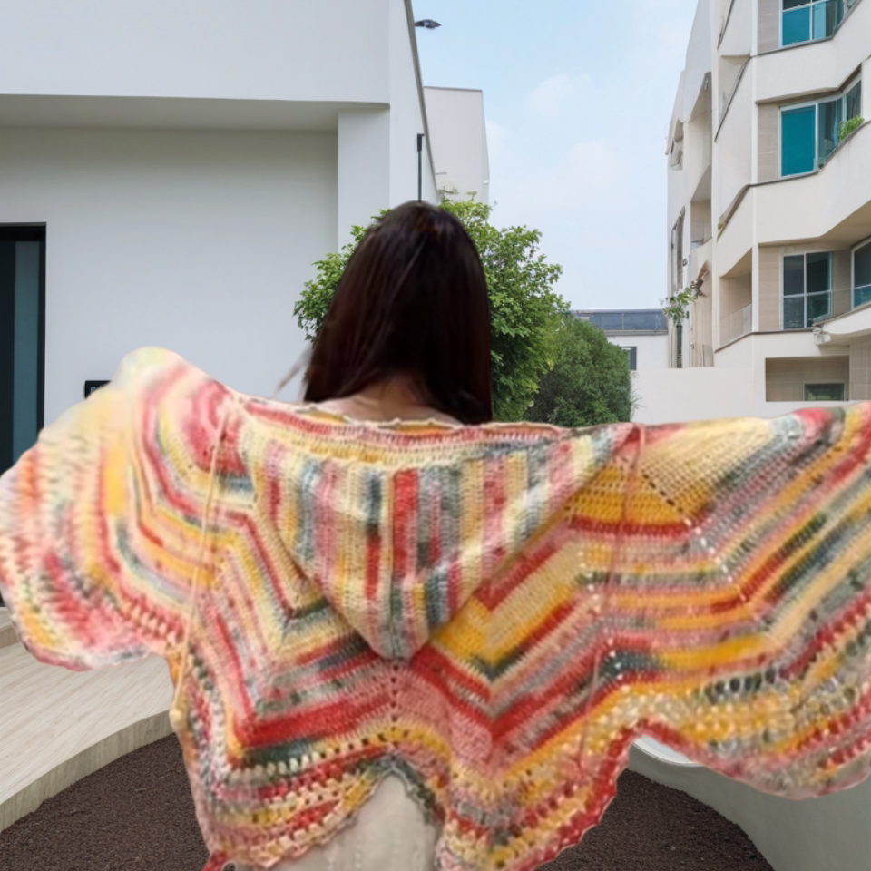 手工编织diy蝴蝶披肩斗篷材料包七星毯子钩针云团毛线送女朋友