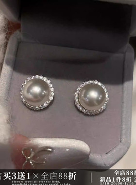 CIX星闪/施家珍珠耳环蚊香盘耳夹女无耳洞耳钉方圆脸耳饰轻奢小众