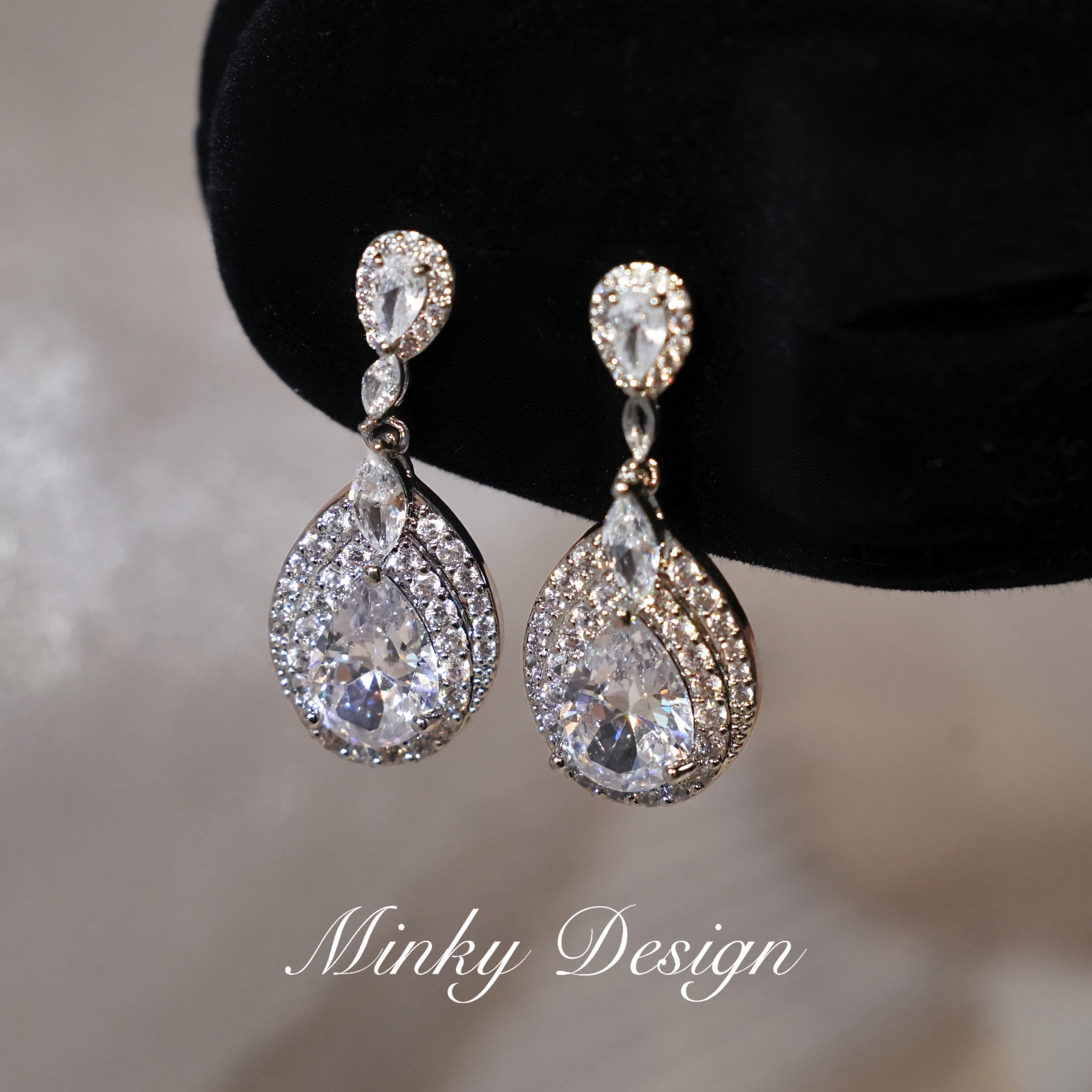 CIX水影/婚纱高级感法式优雅耳饰蚊香盘耳夹女无耳洞轻奢水滴耳环