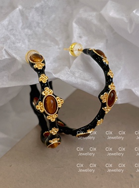 CIX远古印记/复古重工大圈！夸张蚊香盘耳夹耳钉大圈显脸小耳环女