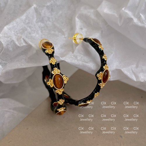 CIX远古印记/复古重工大圈！夸张蚊香盘耳夹耳钉大圈耳环独特耳饰