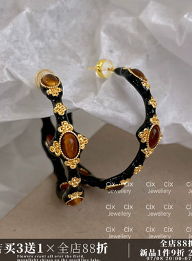CIX远古印记/复古重工大圈！夸张蚊香盘耳夹耳钉大圈显脸小耳环女