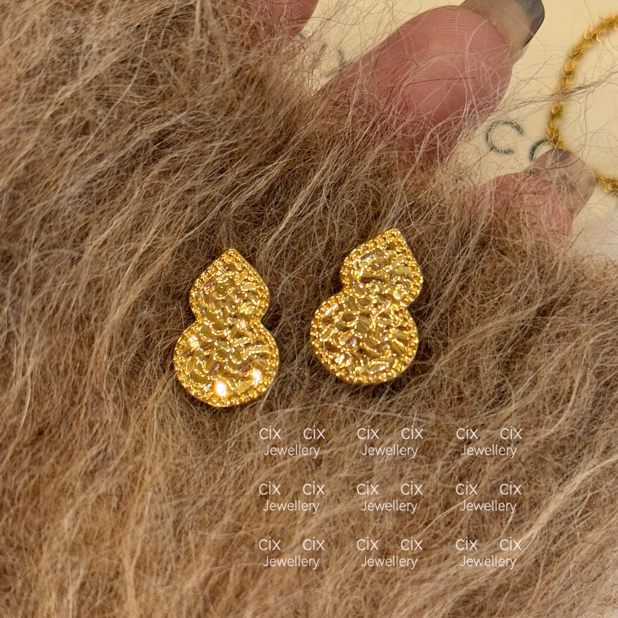 CIX璀璨葫芦/金色爆闪葫芦轻奢耳钉蚊香盘耳夹无耳洞小众耳环耳饰