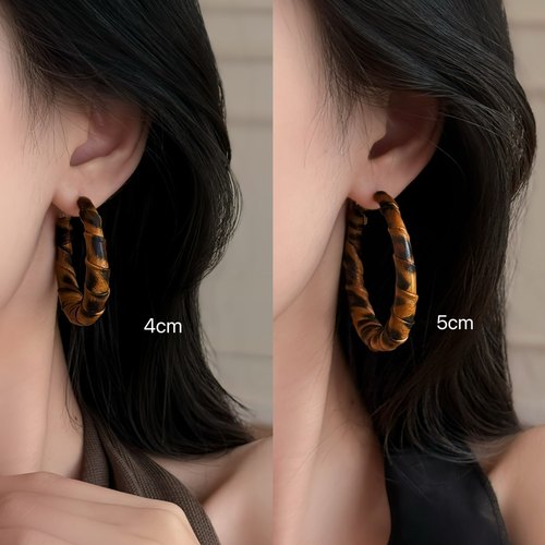 CIX面包/高级感豹纹大耳圈蚊香盘耳夹无耳洞耳钉复古耳环个性耳饰