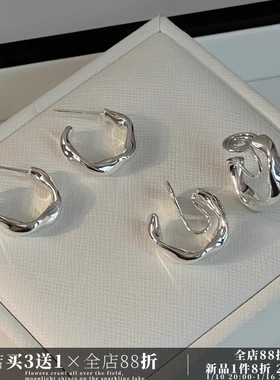 CIX素圈/银色圈圈耳饰蚊香盘耳夹无耳洞耳钉纯银气质素圈小众高级